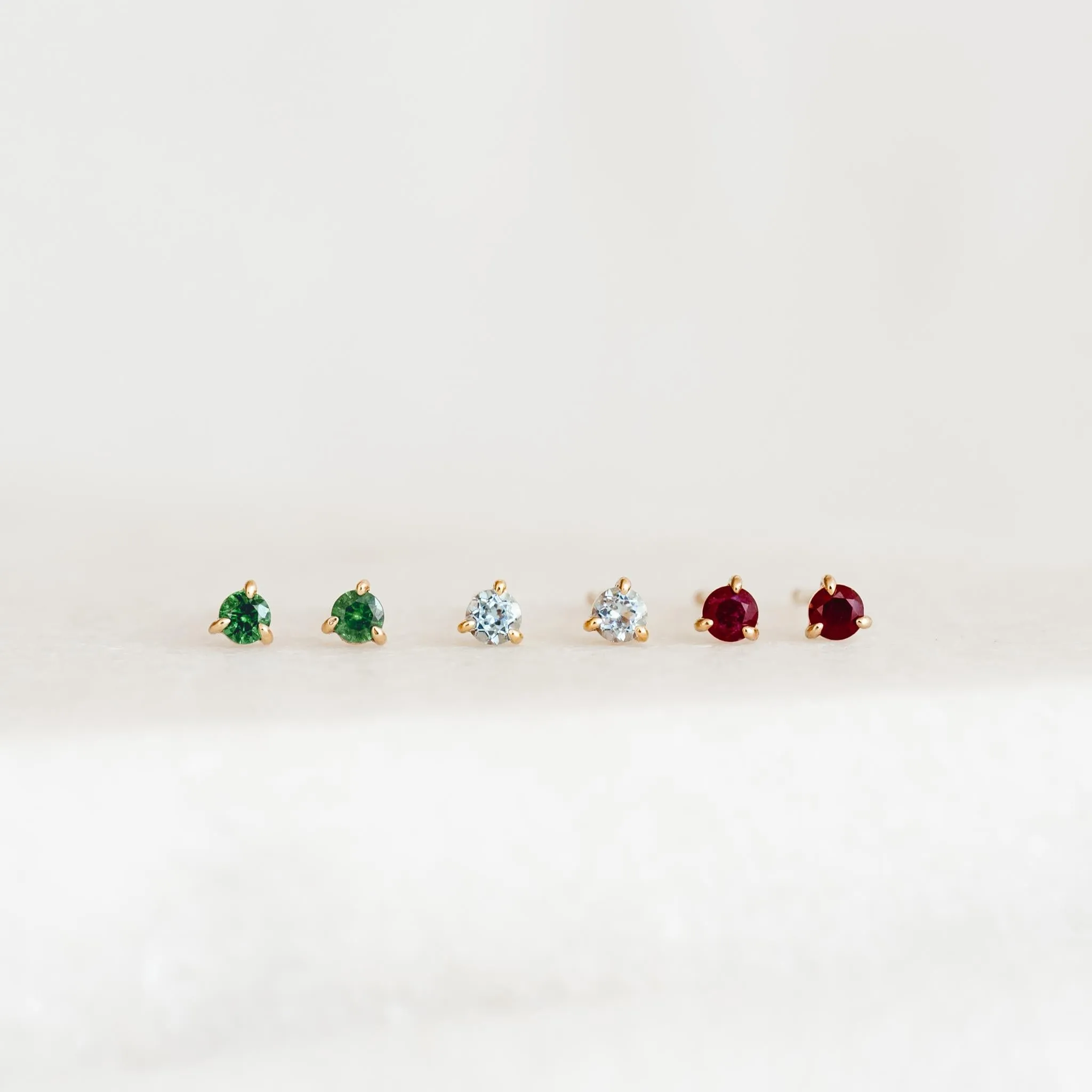 July Birthstone Stud Earrings 14k Gold - Ruby