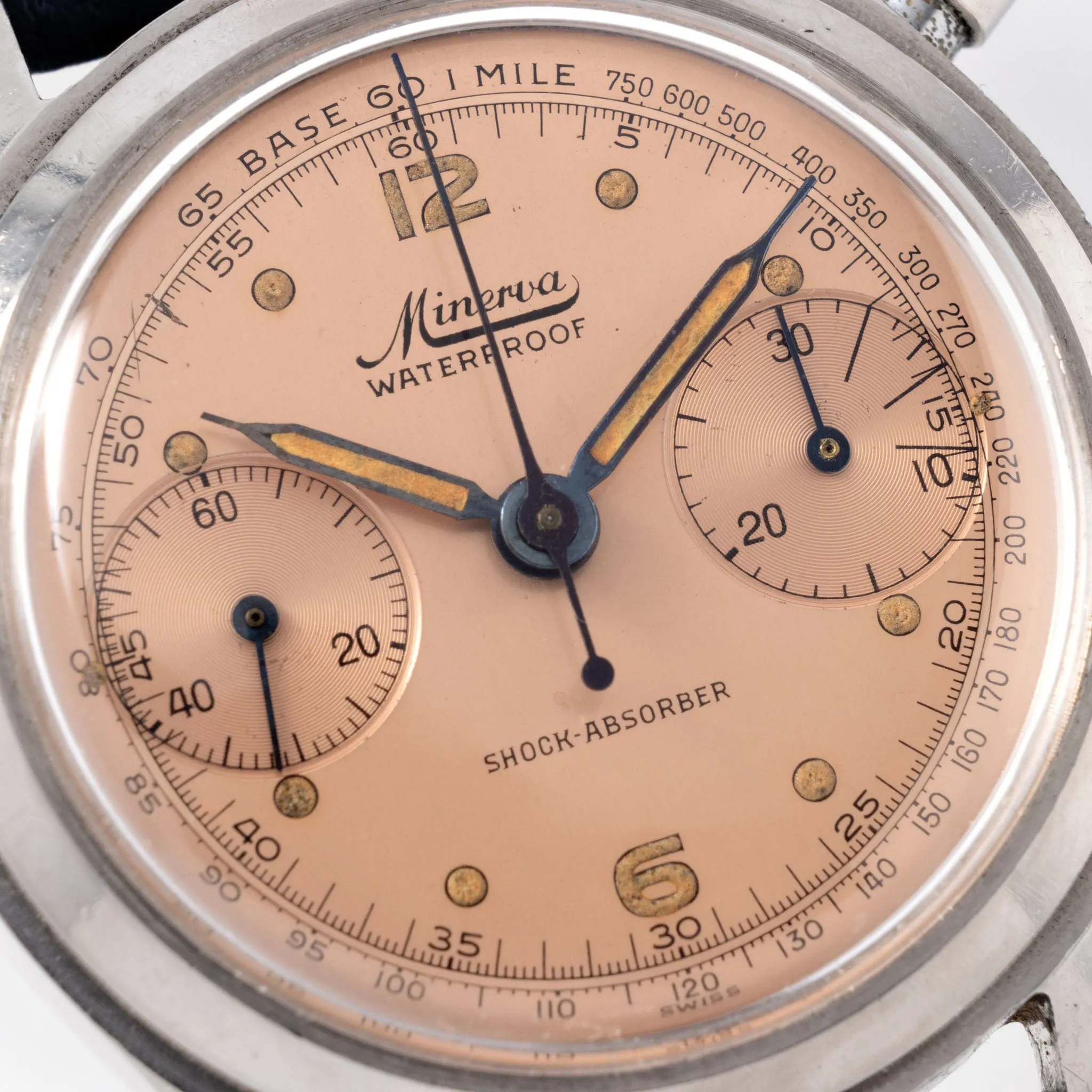 Minerva Chronograph Salmon Dial Cal 13-20ch Ref 1335