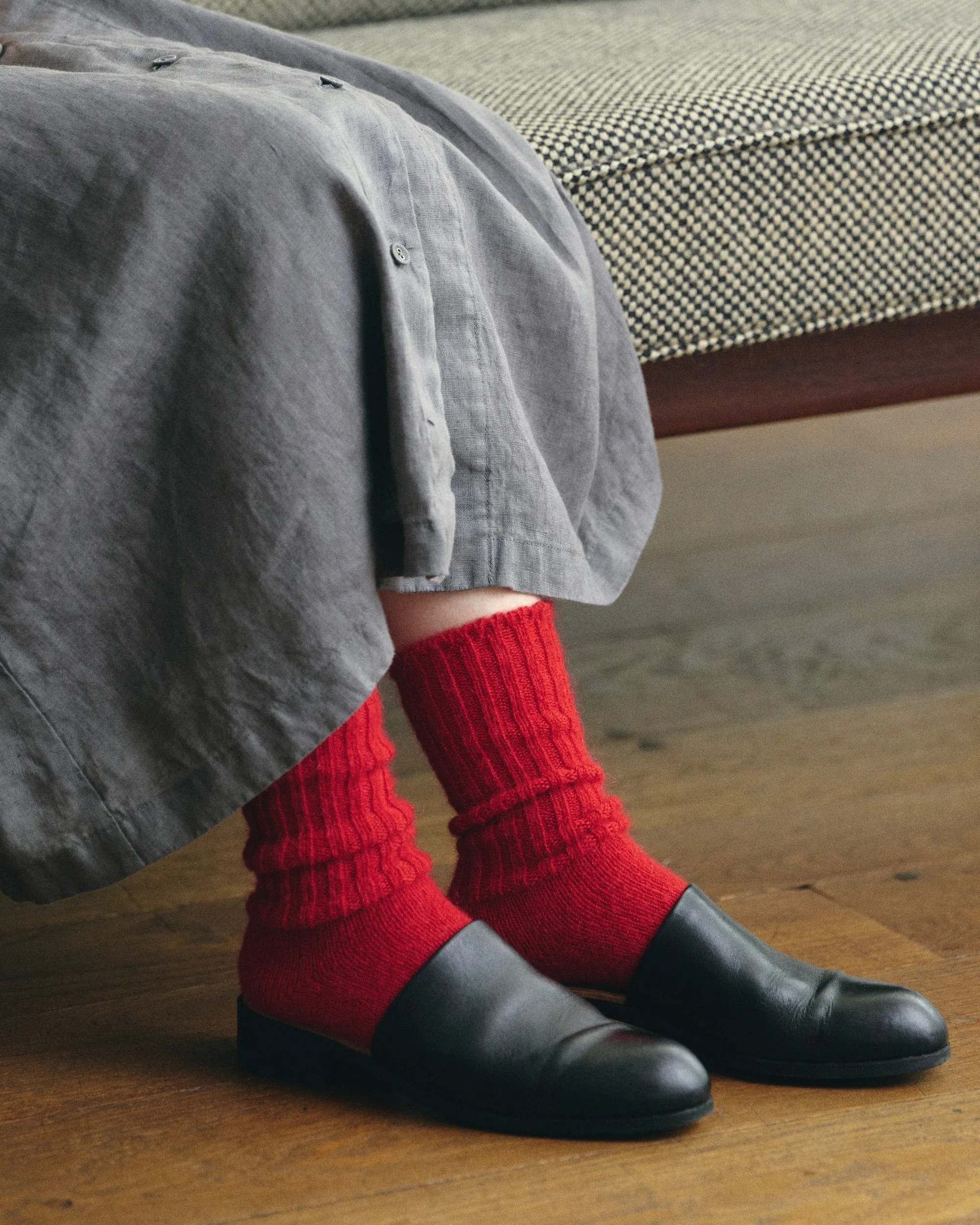 Mohair Socks: Red