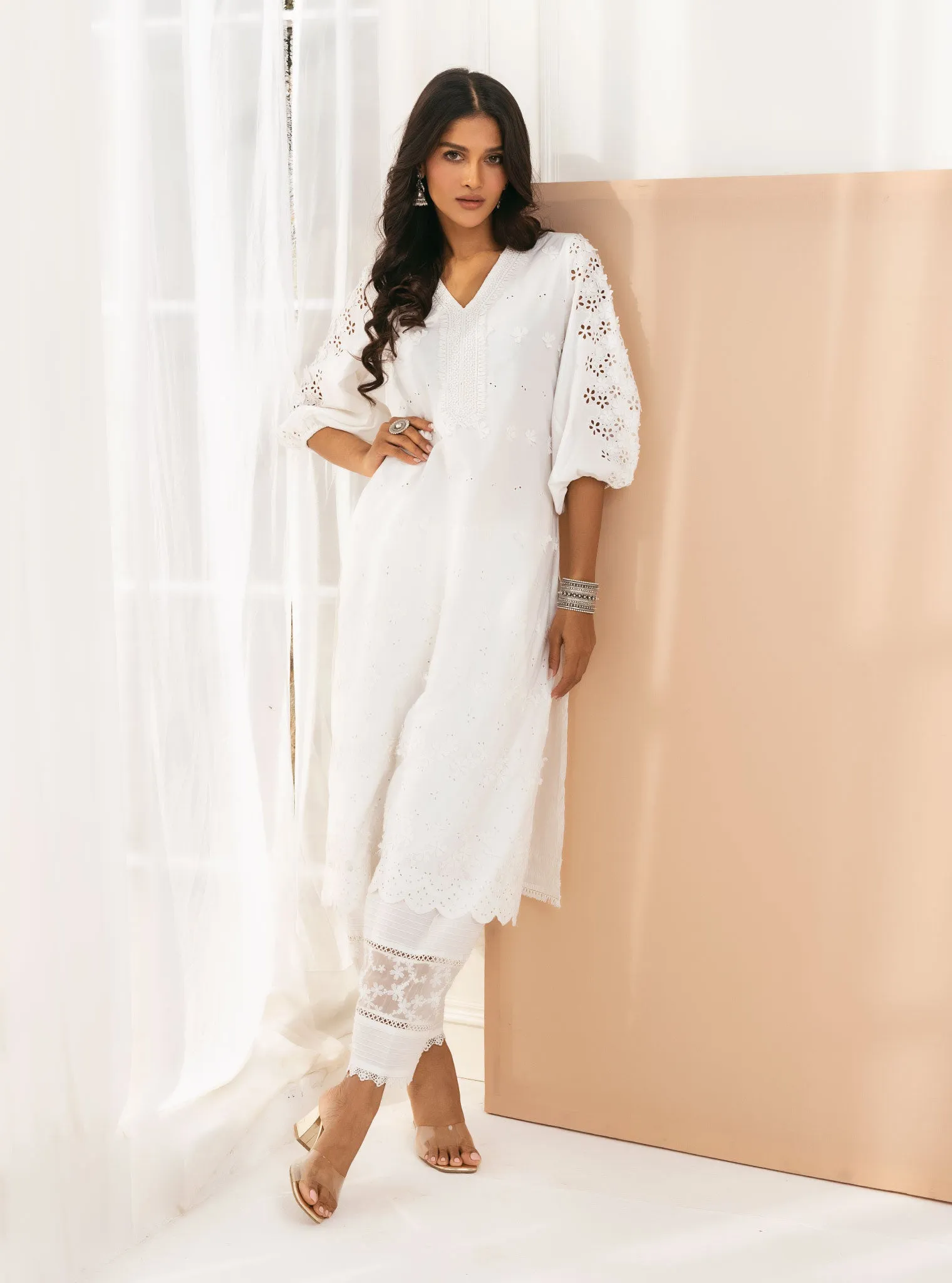 Mulmul Cotton Asota White Kurta