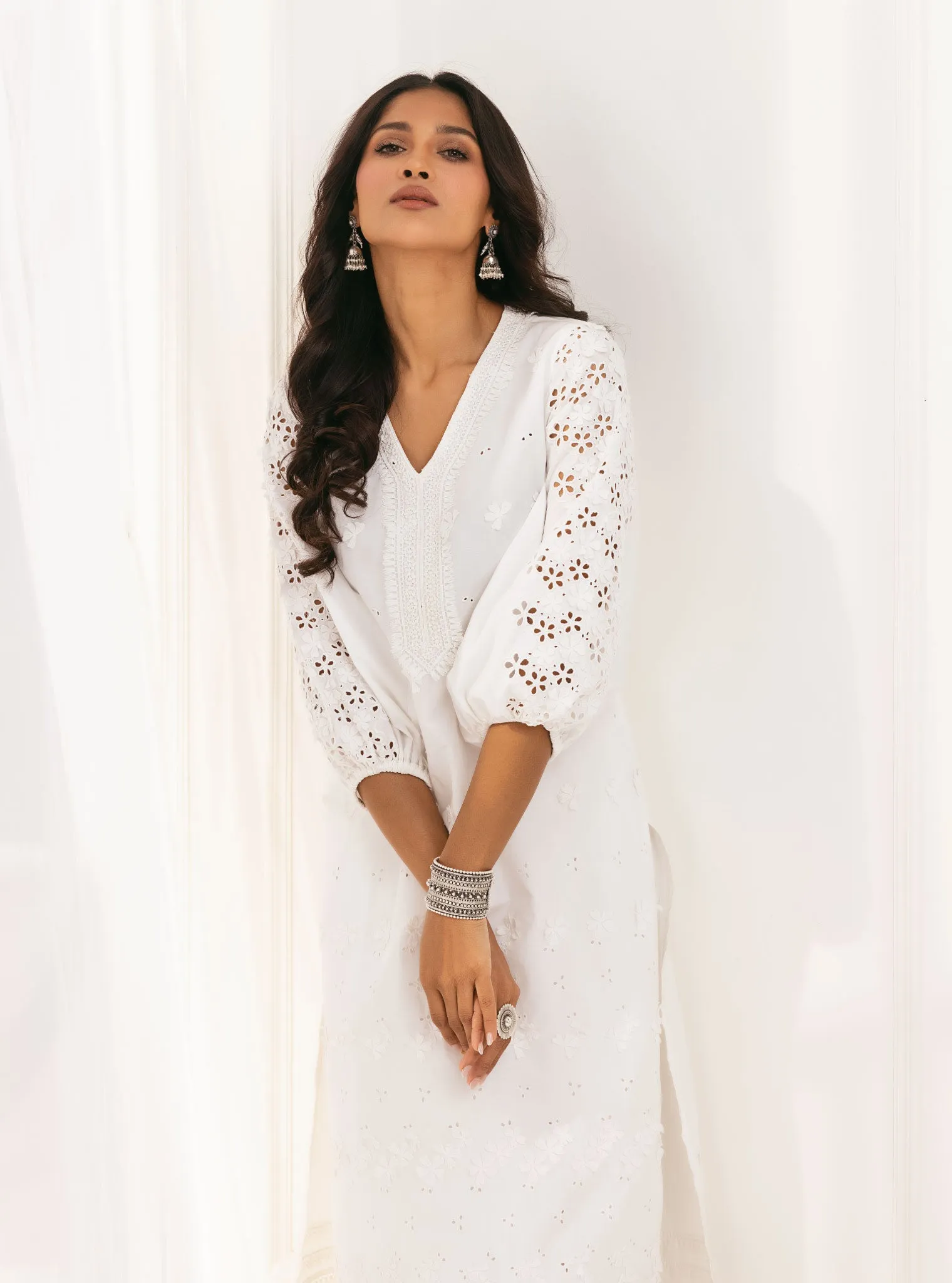 Mulmul Cotton Asota White Kurta