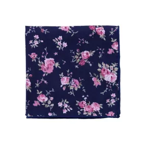 Navy & Pink Floral Pocket Square