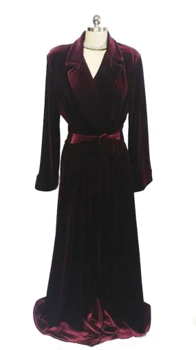 *NEW - DIAMOND TEA LUXURIOUS WRAP-STYLE VELVET VELOUR ROBE IN CLARET - SIZE SMALL #1  - WOULD MAKE A WONDERFUL GIFT!