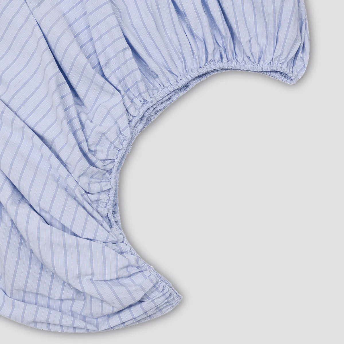 Pale Blue Favourite Shirt Stripe Cotton Fitted Sheet