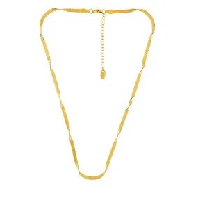 Passion Waterproof Twisted 2mm Herringbone Necklace 18K Gold Plating