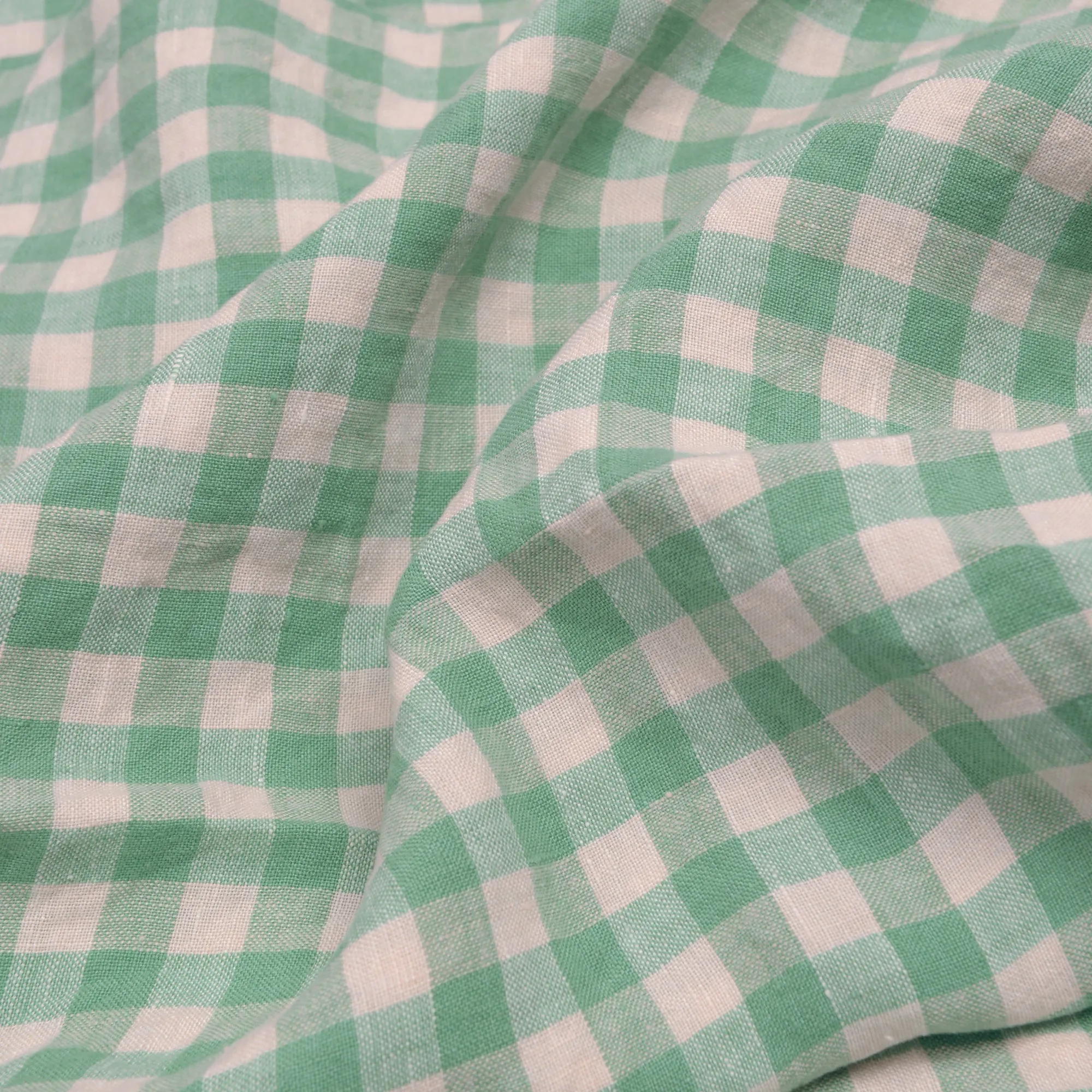 Pistachio Gingham 100% Linen Duvet Cover