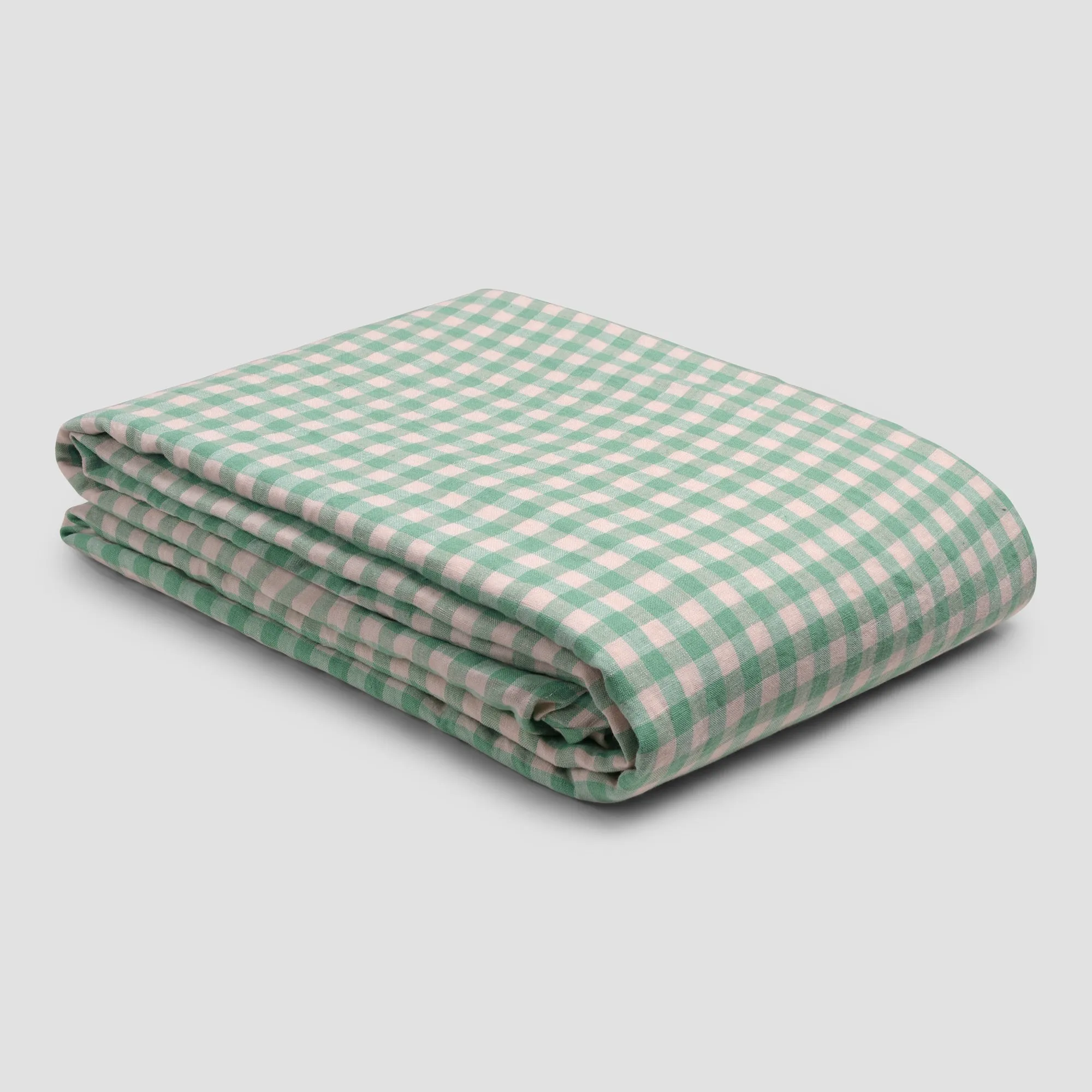 Pistachio Gingham 100% Linen Duvet Cover