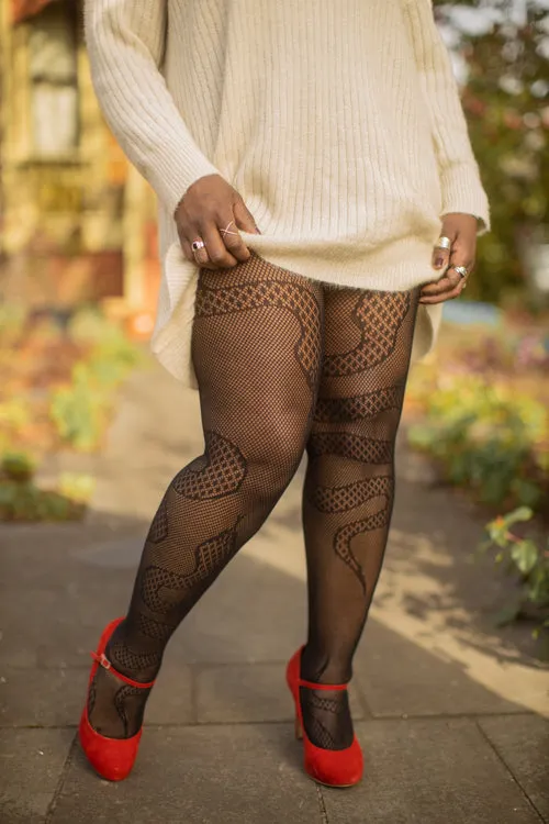 Plus Size Snake Net Tights