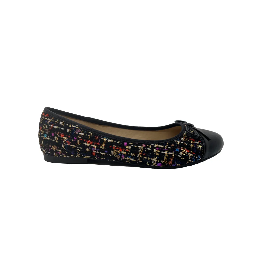 SAMPLE - Tweed Ballet Flats - Black