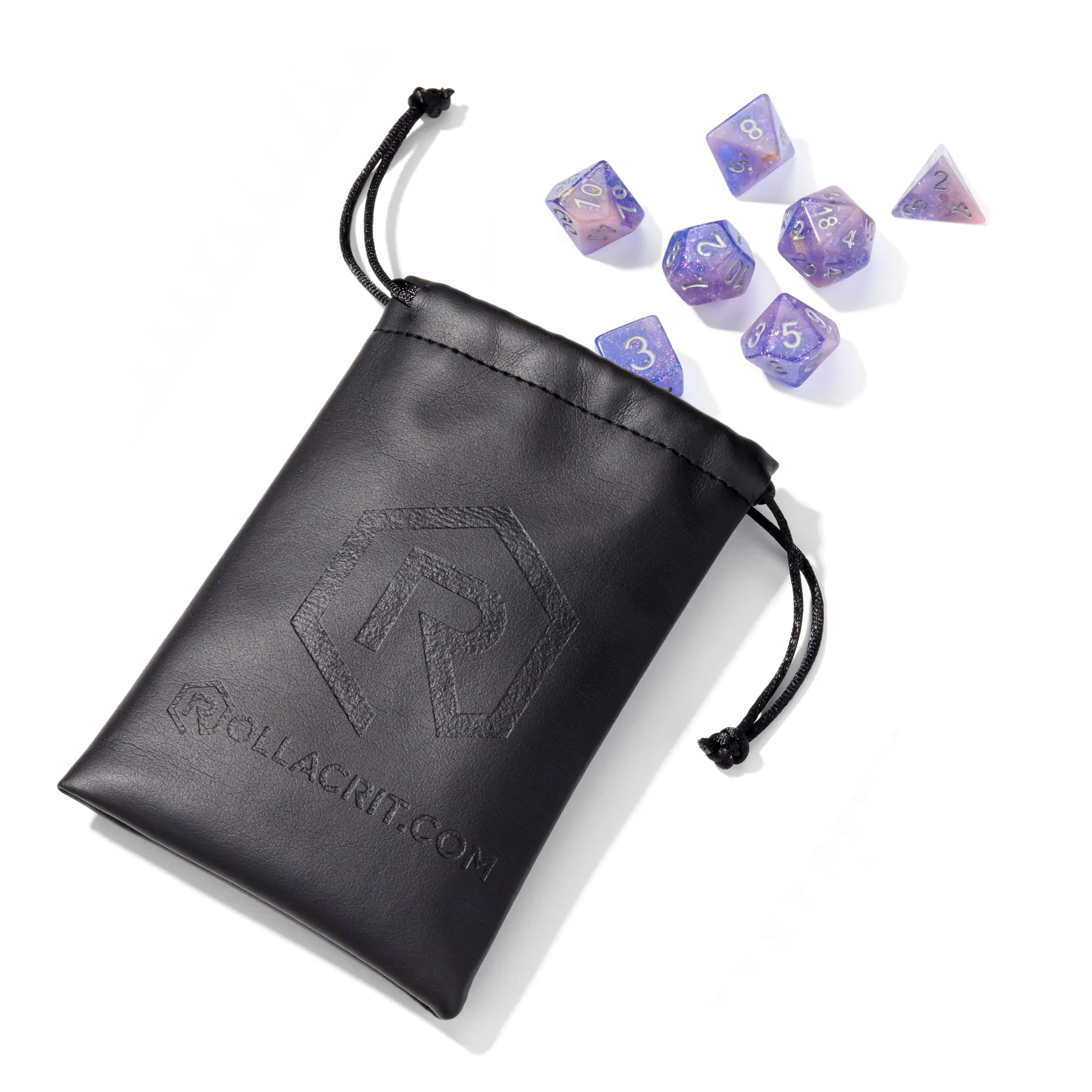 Seabed Treasure Pink & Purple Glitter Resin 7pc Dice Set