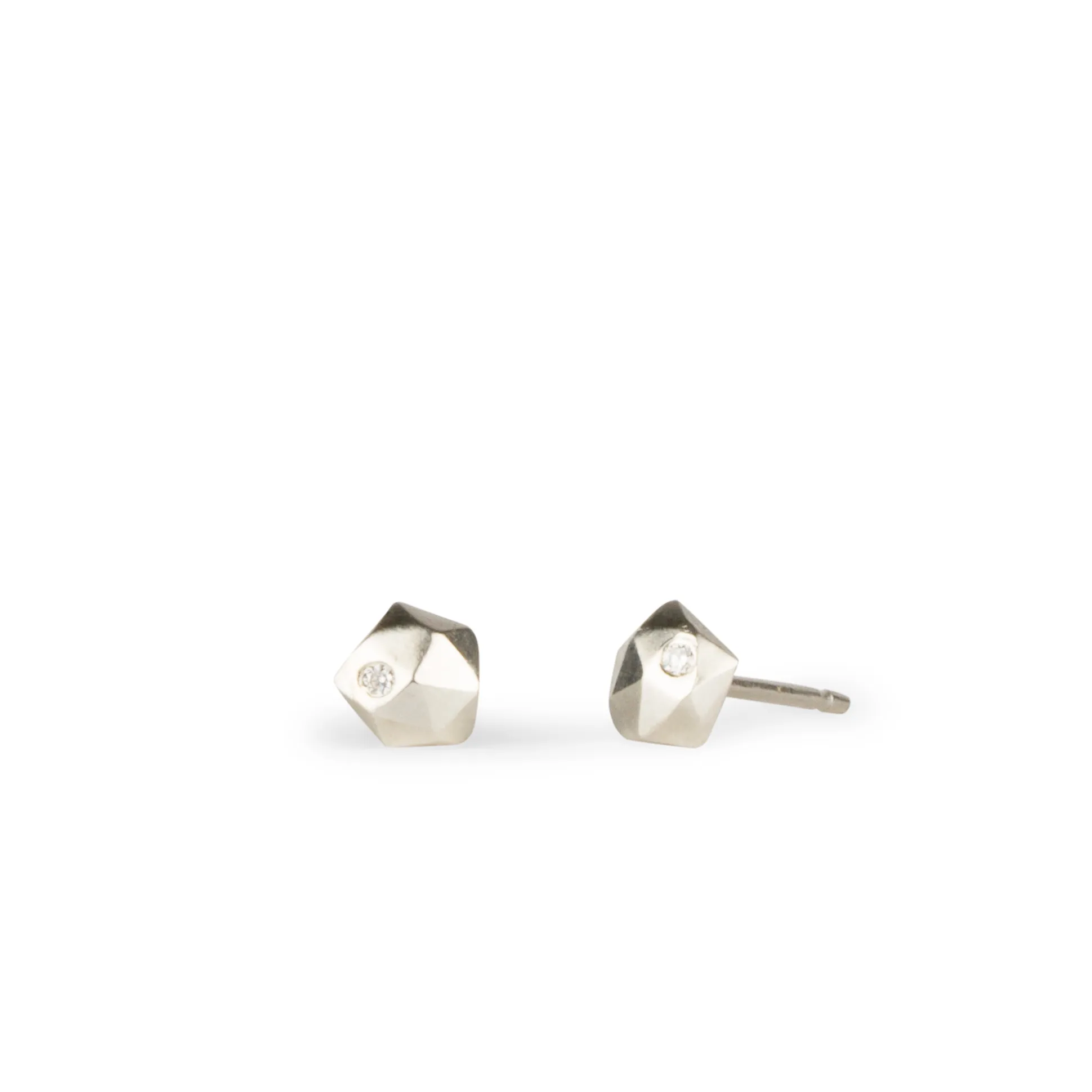 Silver Micro Fragment Diamond Stud Earrings