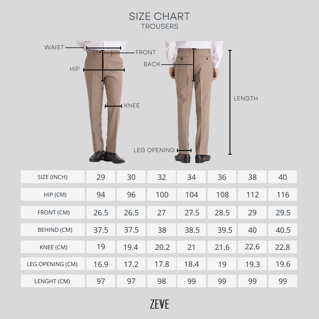 Trousers With Belt Loop - Beige Plain (Stretchable)