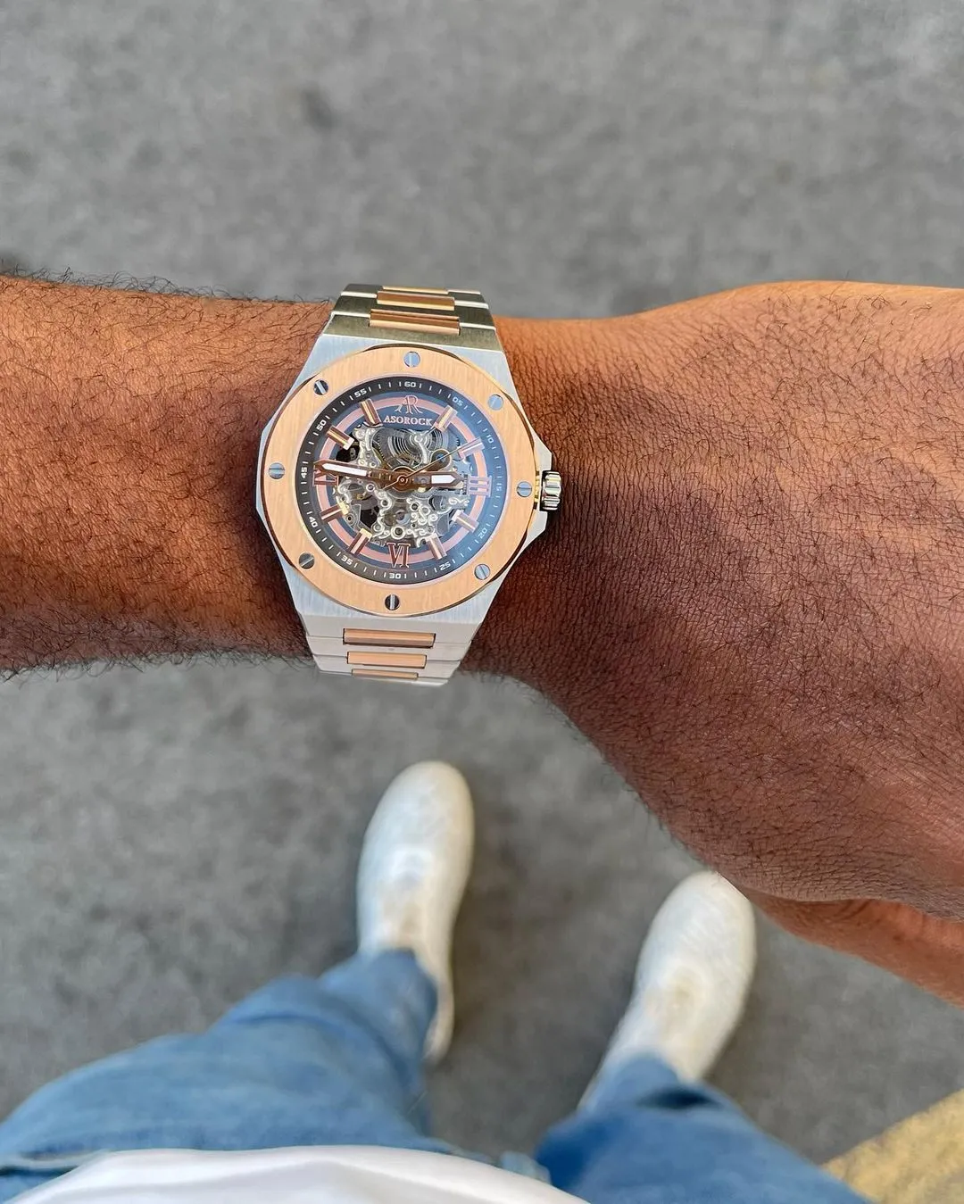 Two tone rosegold/Blue Tubili